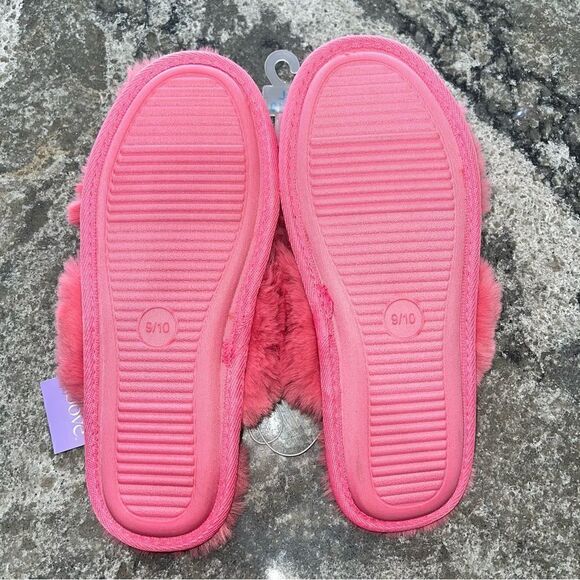 Stars Above Womens Soft Fur Crossband Slippers Vibrant Pink Paris Large 9/10 - Picture 2 of 4